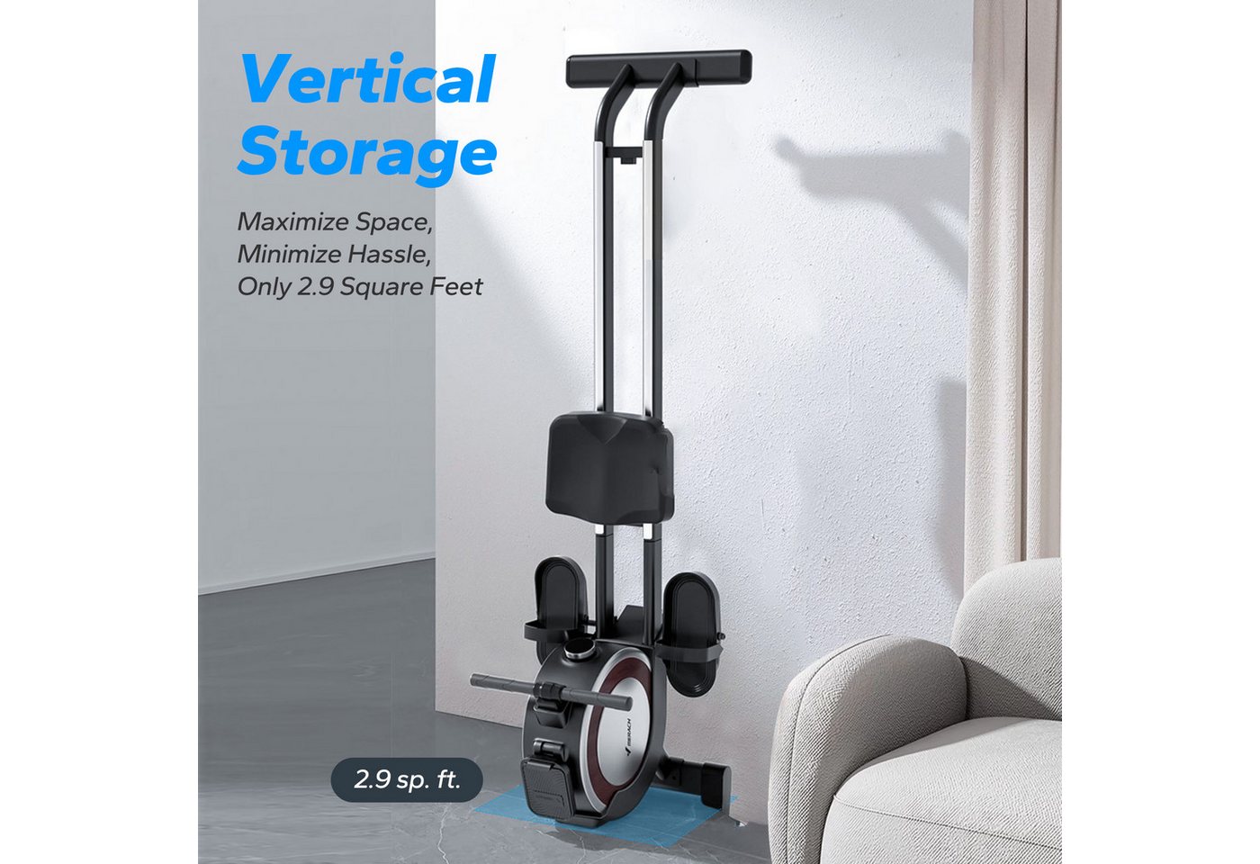MERACH Rudergerät klappbar, smarter Magnetwiderstand bis 35KG Spitzenkraft (Rudergeräte mit 16 Stufen Einstellbar Widerstand, Doppel-Slide-Rails, Bluetooth Exklusiver App, Verstellbarer Tablethalterung, LCD-Display), ideal für Cardio-Training, Heimfitness, 158kg Belastbar Bild 4