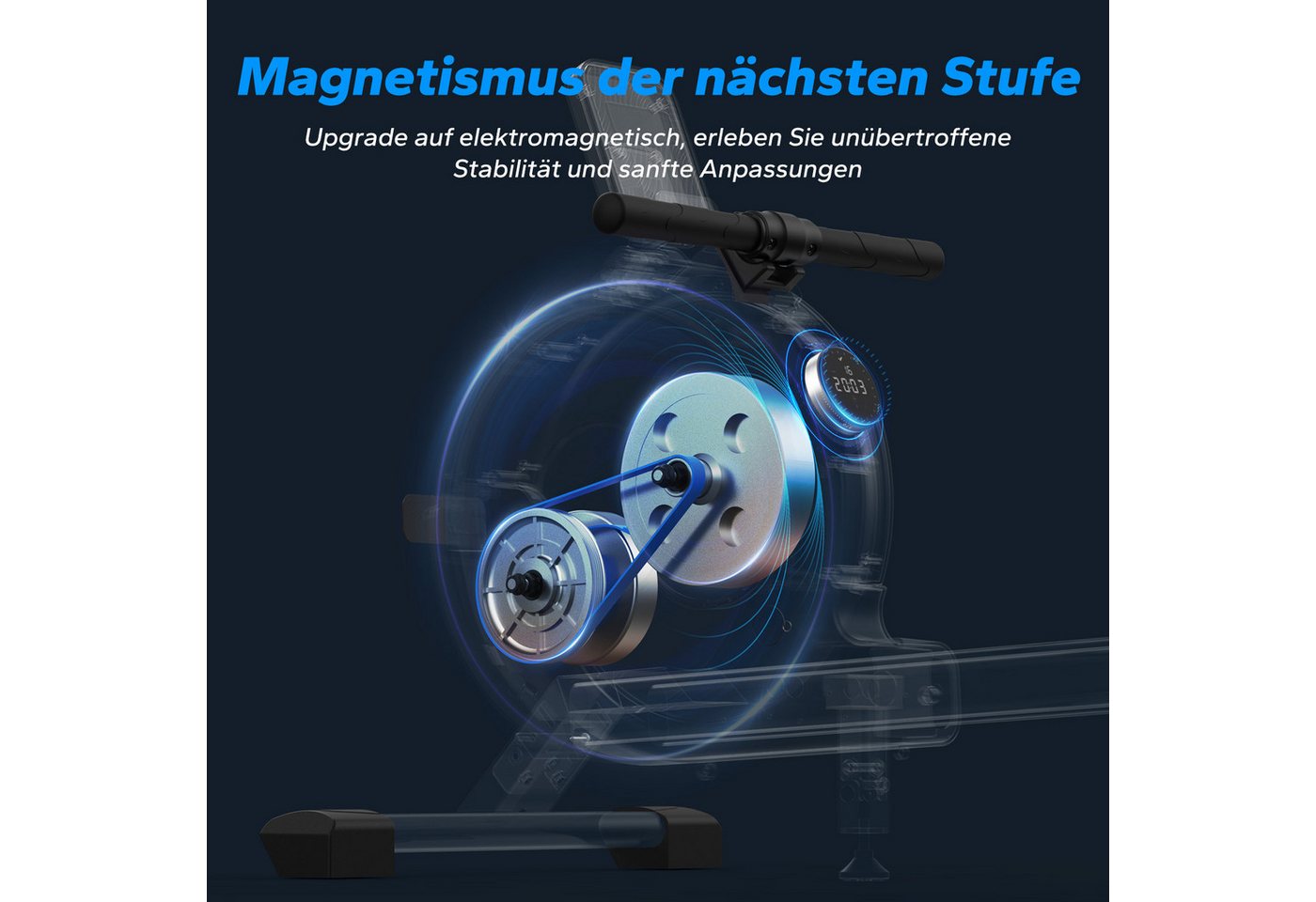 MERACH Rudergerät klappbar, smarter Magnetwiderstand bis 35KG Spitzenkraft (Rudergeräte mit 16 Stufen Einstellbar Widerstand, Doppel-Slide-Rails, Bluetooth Exklusiver App, Verstellbarer Tablethalterung, LCD-Display), ideal für Cardio-Training, Heimfitness, 158kg Belastbar Bild 5