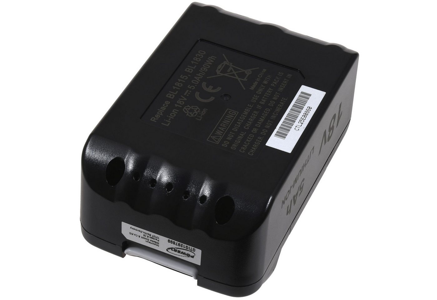 Powery Akku kompatibel mit Makita Blockakku baugleich Typ BL1850 mit LED Akku 5000 mAh (18 V)