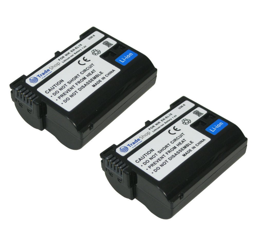 Trade-Shop 2x Akku passend für Nikon EN-EL15, EN-EL15a, EN-EL15b, EN-EL15c Kamera-Akku Li-Ion 1900 mAh (7 V)