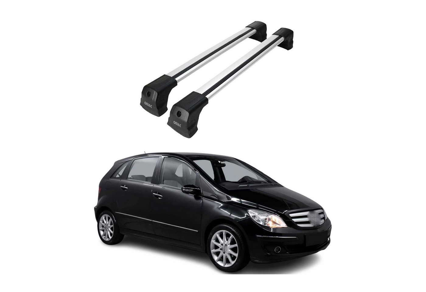 OMAC Dachträger für Mercedes B Klasse T245 2005-2011 Aluminium Silber (2-St), Wasserbeständig,Abnehmbar,Multifunktional,Leichtgewichtig Bild 5