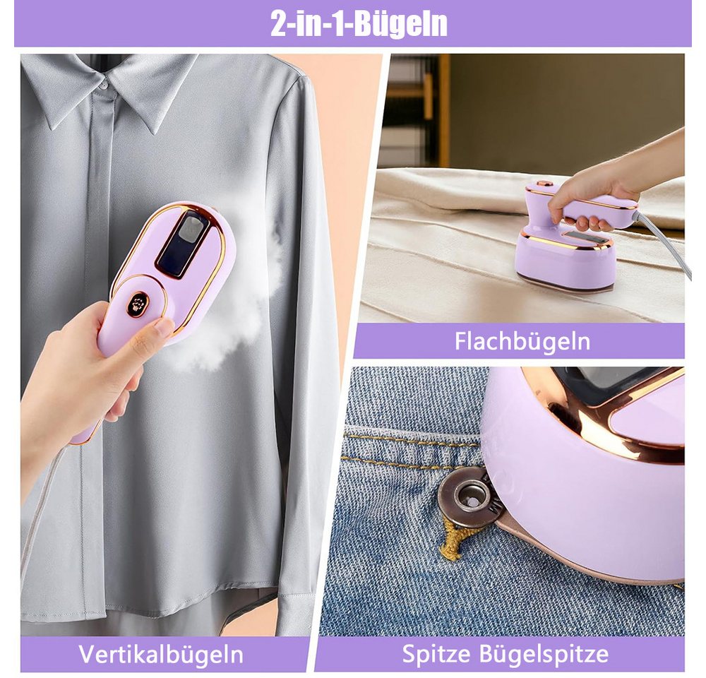 TUWENA Dampfbügeleisen Dampfbügeleisen, 180° Faltbares Handdampfbügler, Mini Reisebügeleisen, 20 Sekunden Schnelles Aufheizen für Zuhause und Reisegebrauch Bild 2