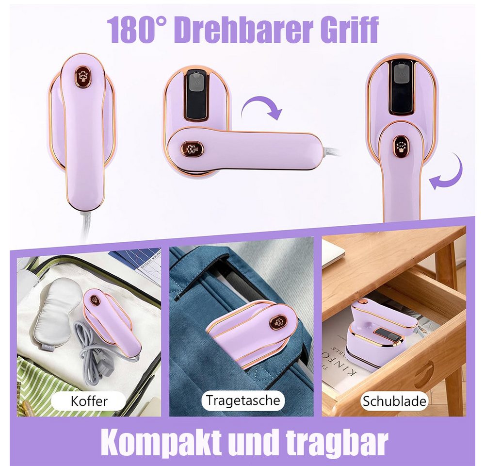 TUWENA Dampfbügeleisen Dampfbügeleisen, 180° Faltbares Handdampfbügler, Mini Reisebügeleisen, 20 Sekunden Schnelles Aufheizen für Zuhause und Reisegebrauch Bild 3