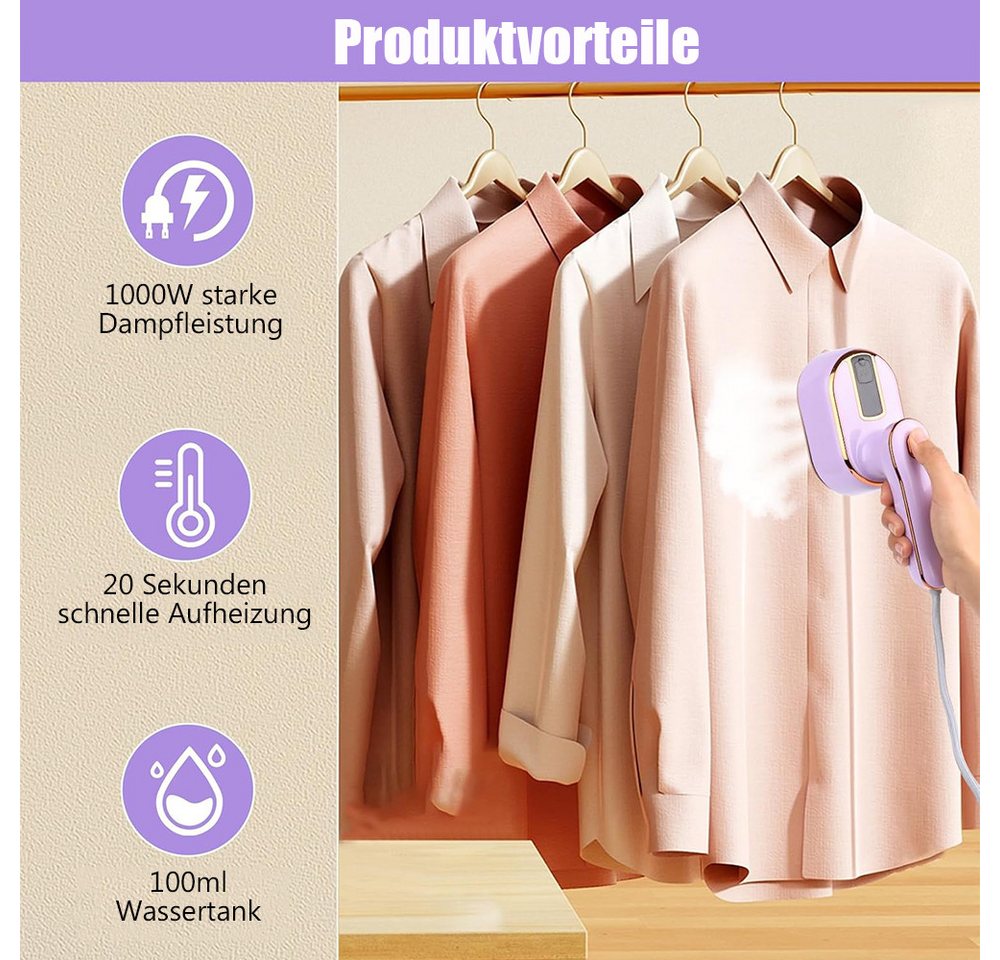 TUWENA Dampfbügeleisen Dampfbügeleisen, 180° Faltbares Handdampfbügler, Mini Reisebügeleisen, 20 Sekunden Schnelles Aufheizen für Zuhause und Reisegebrauch Bild 4