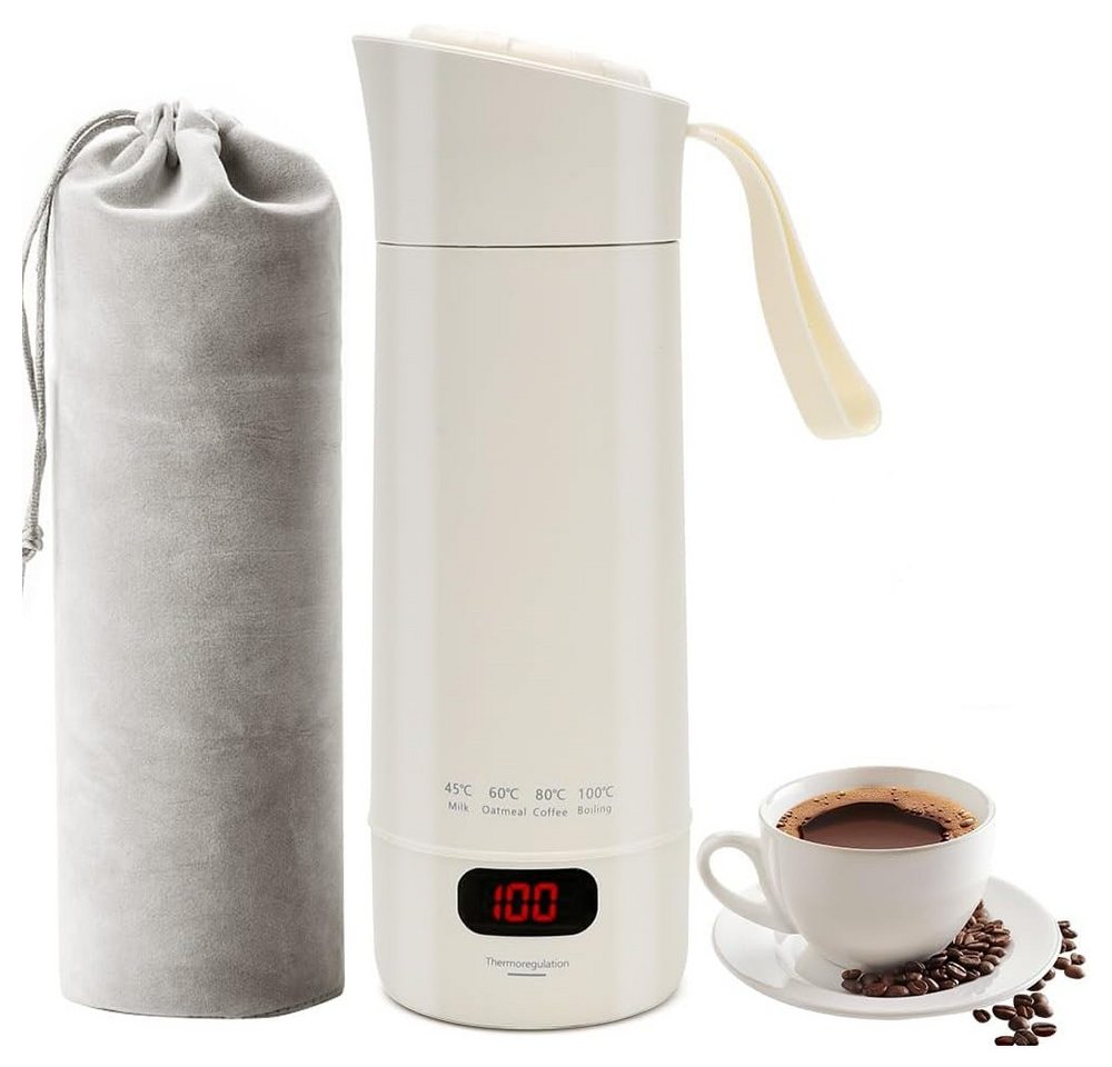 TUWENA Wasserkocher Reise Wasserkocher Klein, 400ML Mini Tragbarer Elektrische Wassertasse, 300W Schnellkoch-4 einstellbare Temperatur -Automatischer Abschaltung Bild 5