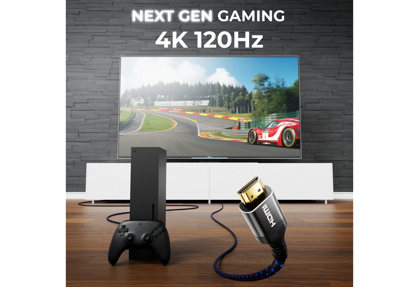 deleyCON deleyCON 3,0m 8K HDMI 2.1 Kabel UHD 2160p 8K@60Hz 4K@120Hz ARC CEC HDMI-Kabel Bild 3