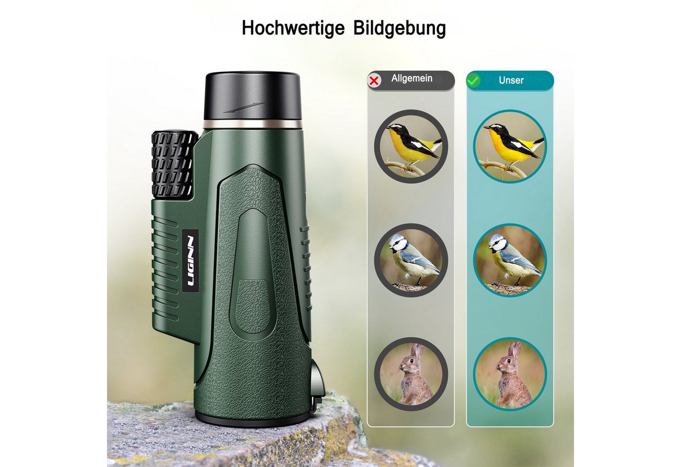 feinlux Outdoor Monokular Fernglas (für Vogelbeobachtung/Sportspiele/Jagd/Reisen) Bild 2