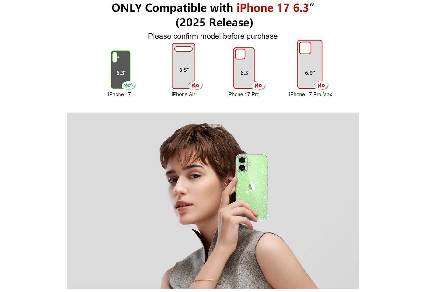 LuxusKollektion Handyhülle Handyhülle iPhone 17 Klar Glitzer TPU Stoßfest iphone 17 Trasparente Bild 5
