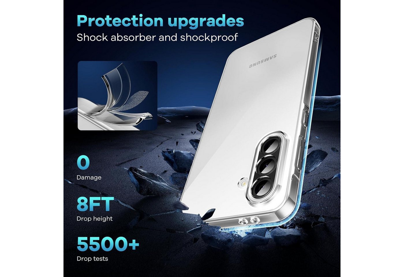 LuxusKollektion Handyhülle Handyhülle A56 5G TPU 3x Hartglas Samsung Galaxy A56 Transparent