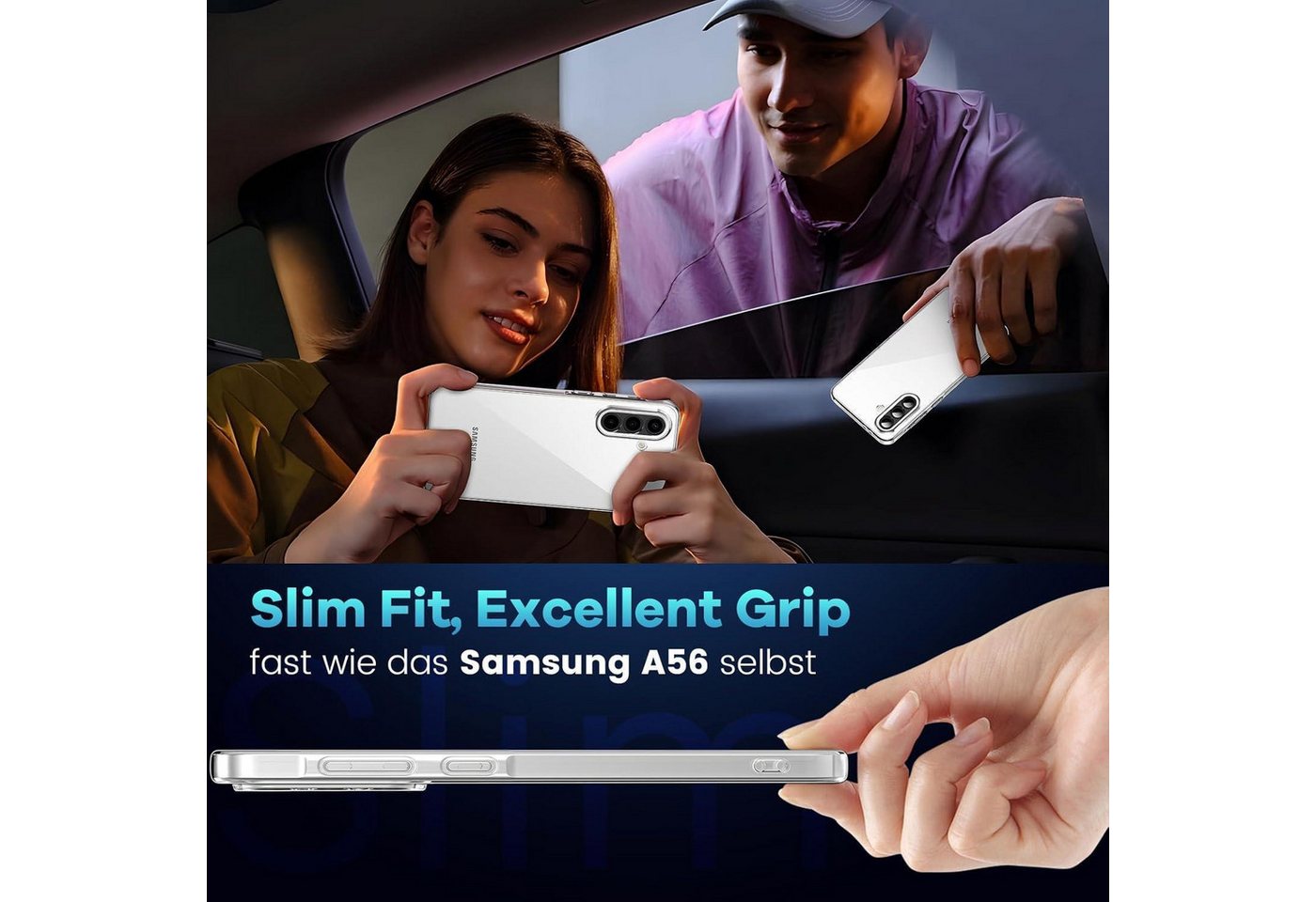 LuxusKollektion Handyhülle Handyhülle A56 5G TPU 3x Hartglas Samsung Galaxy A56 Transparent Bild 2