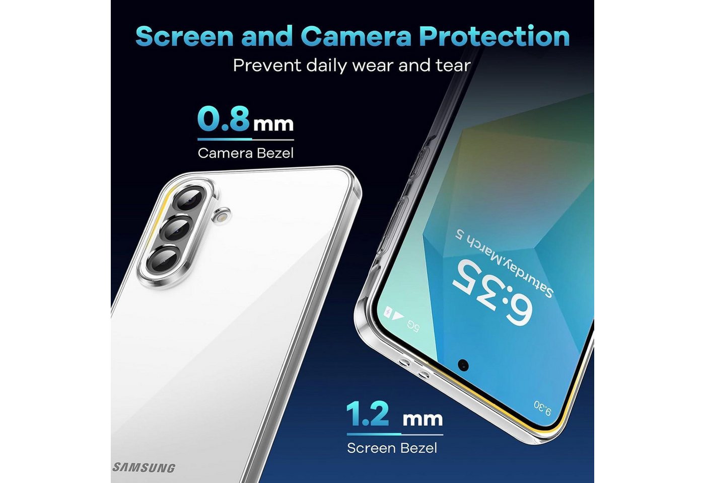 LuxusKollektion Handyhülle Handyhülle A56 5G TPU 3x Hartglas Samsung Galaxy A56 Transparent Bild 3