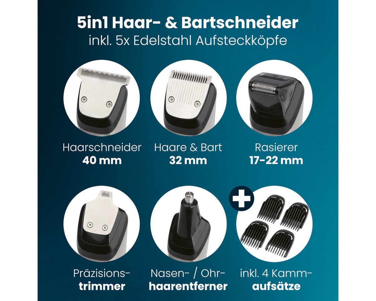 ProfiCare Haar- und Bartschneider PC-HSM/R 3143, Profi Haarschneidemaschine 3-12mm, 5 Scherköpfe Bild 5