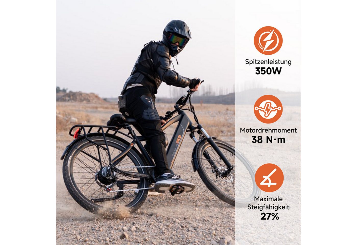 RCB E-Bike Pedelec G5 für Stadt und Gelände,27,5Zoll Herren Elektrofahrrad,13Ah,80-120 km, 7 Gang, Kettenschaltung, Heckmotor, 468 Wh, APP&NFC, ebike Herren, Drehmomentsensor, max. Geschwindigkeit: 25 km/h