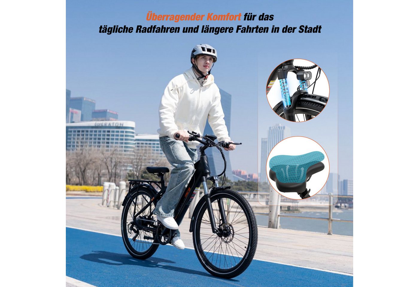 RCB E-Bike Pedelec G5 für Stadt und Gelände,27,5Zoll Herren Elektrofahrrad,13Ah,80-120 km, 7 Gang, Kettenschaltung, Heckmotor, 468 Wh, APP&NFC, ebike Herren, Drehmomentsensor, max. Geschwindigkeit: 25 km/h Bild 2