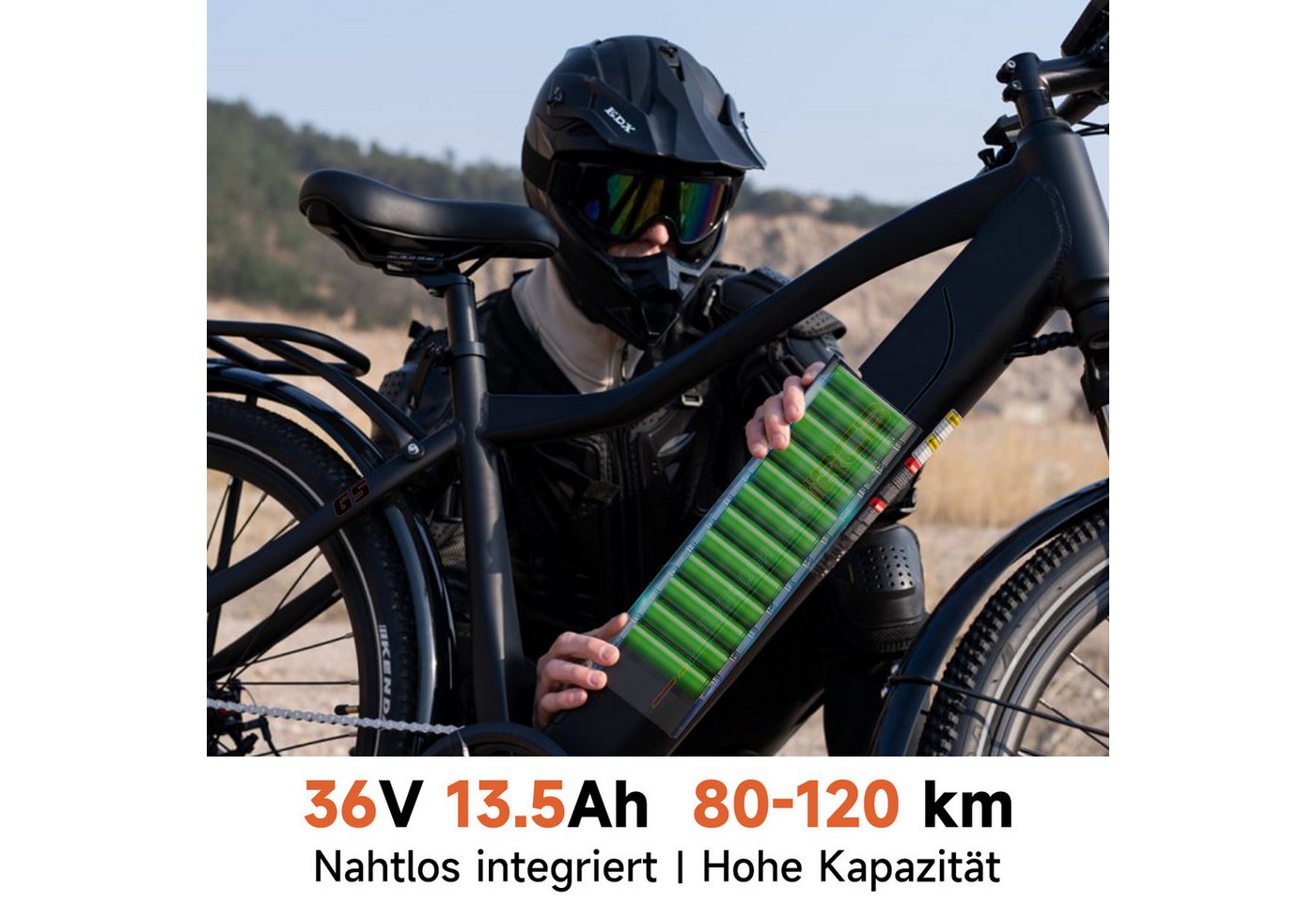 RCB E-Bike Pedelec G5 für Stadt und Gelände,27,5Zoll Herren Elektrofahrrad,13Ah,80-120 km, 7 Gang, Kettenschaltung, Heckmotor, 468 Wh, APP&NFC, ebike Herren, Drehmomentsensor, max. Geschwindigkeit: 25 km/h Bild 3