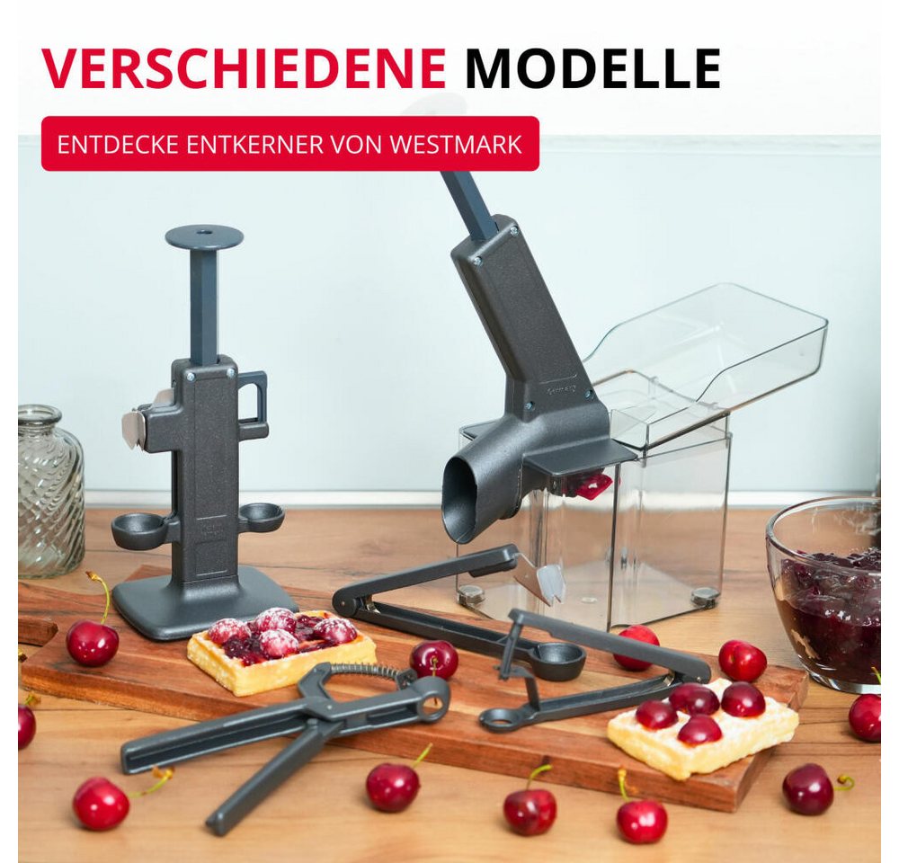 WESTMARK Entkerner für Kirschen, Aluminium, Kernex, Black Edition, Kirschentkerner/-entst, Aluminium, Made in Germany, spülmaschinengeeignet, lebensmittelecht Bild 2