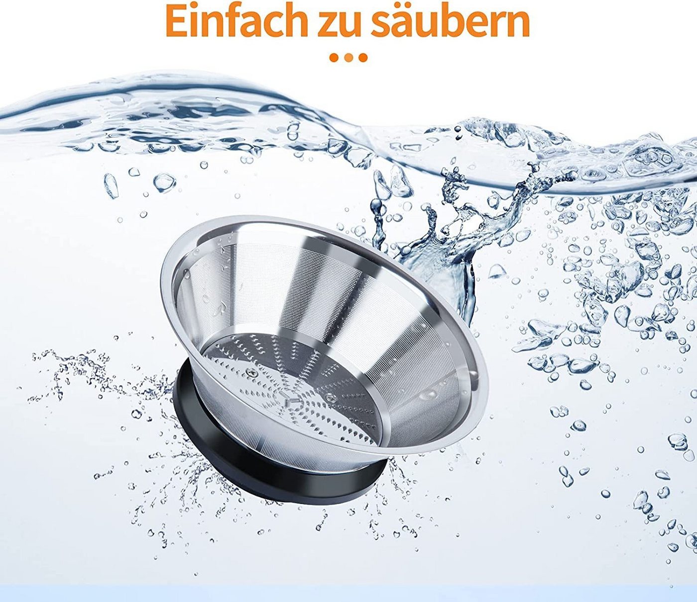 ibettertec Entsafter Entsafter für Obst und Gemüse, Entsafter aus Edelstahl, 600,00 W, elektrische Saftpresse,75mm Füllöffnung und 3 Geschwindigkeiten Bild 3