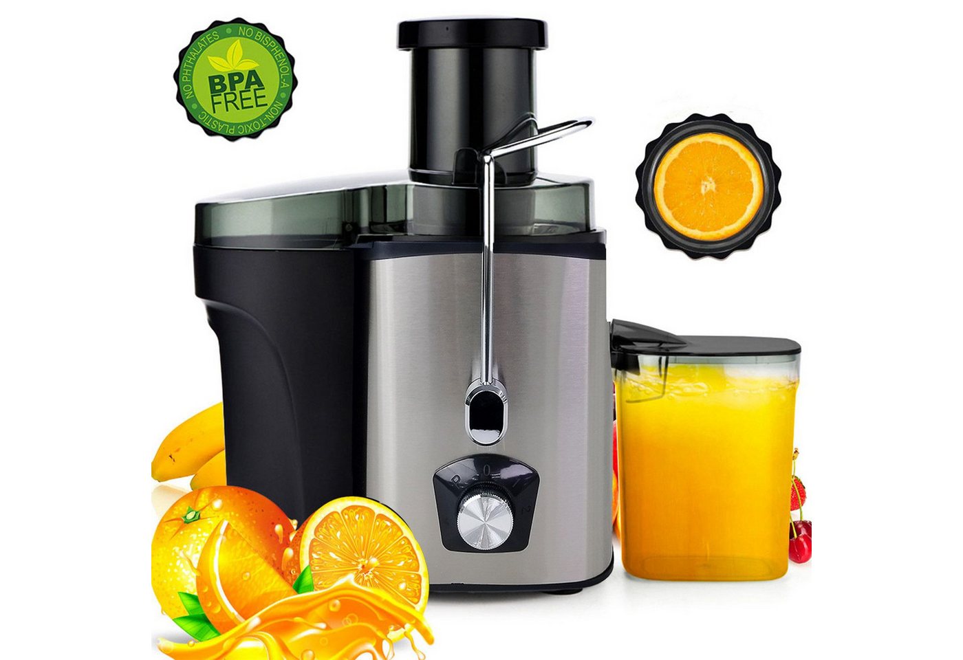 ibettertec Entsafter Entsafter für Obst und Gemüse, Entsafter aus Edelstahl, 600,00 W, elektrische Saftpresse,75mm Füllöffnung und 3 Geschwindigkeiten Bild 5