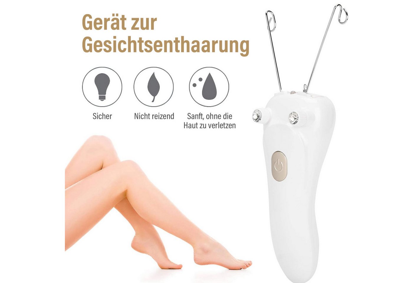MOPUEA Epilierer Elektrischer Haarentfernung, Damen Gesichts Haar Entferner, Epilierer, Haarentfernungsgerät, USB Lade Epilierer für Baumwollfäden(Host + Baumwollfaden + USB Kabel) Bild 3