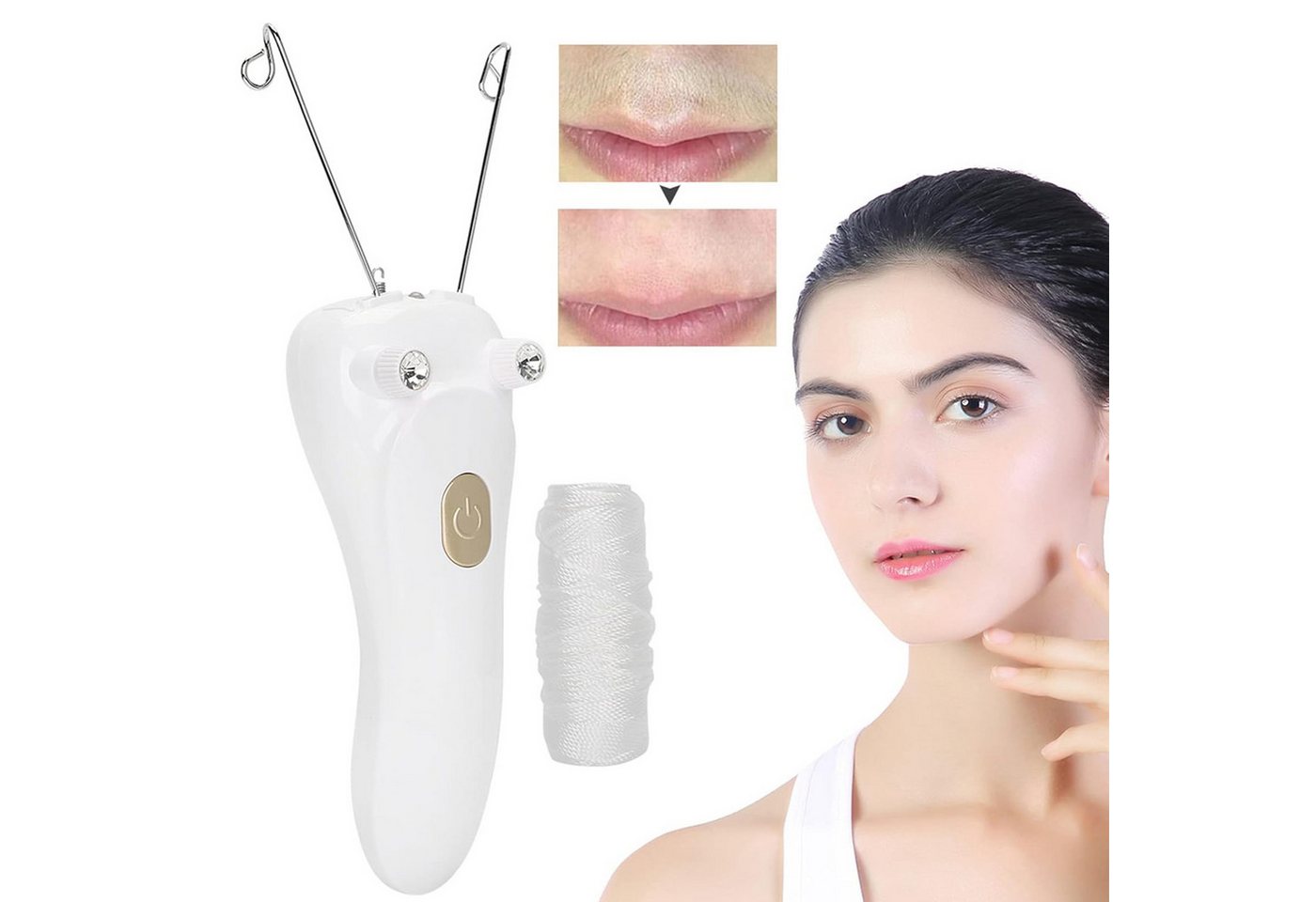 MOPUEA Epilierer Elektrischer Haarentfernung, Damen Gesichts Haar Entferner, Epilierer, Haarentfernungsgerät, USB Lade Epilierer für Baumwollfäden(Host + Baumwollfaden + USB Kabel) Bild 4