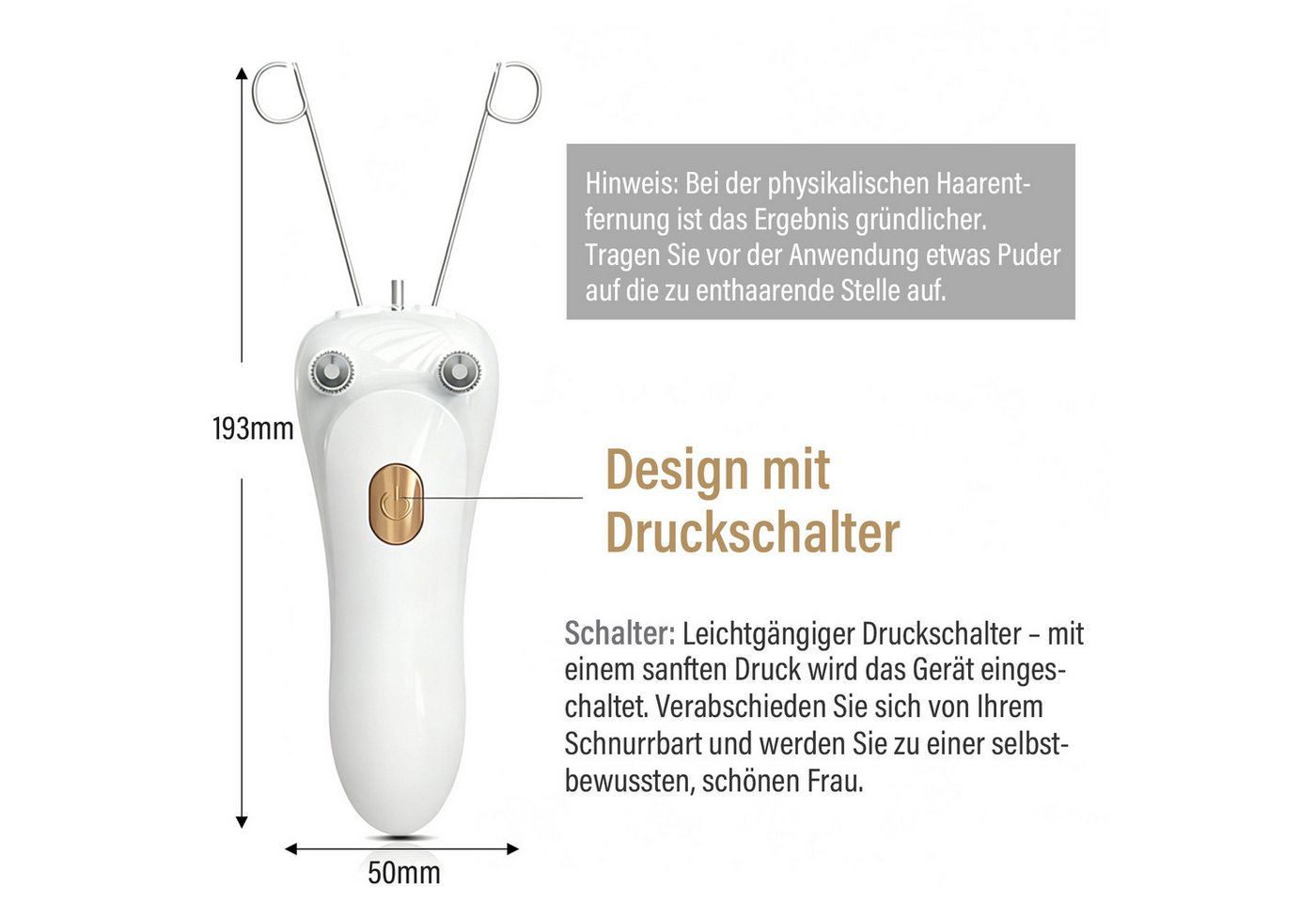MOPUEA Epilierer Elektrischer Haarentfernung, Damen Gesichts Haar Entferner, Epilierer, Haarentfernungsgerät, USB Lade Epilierer für Baumwollfäden(Host + Baumwollfaden + USB Kabel) Bild 5