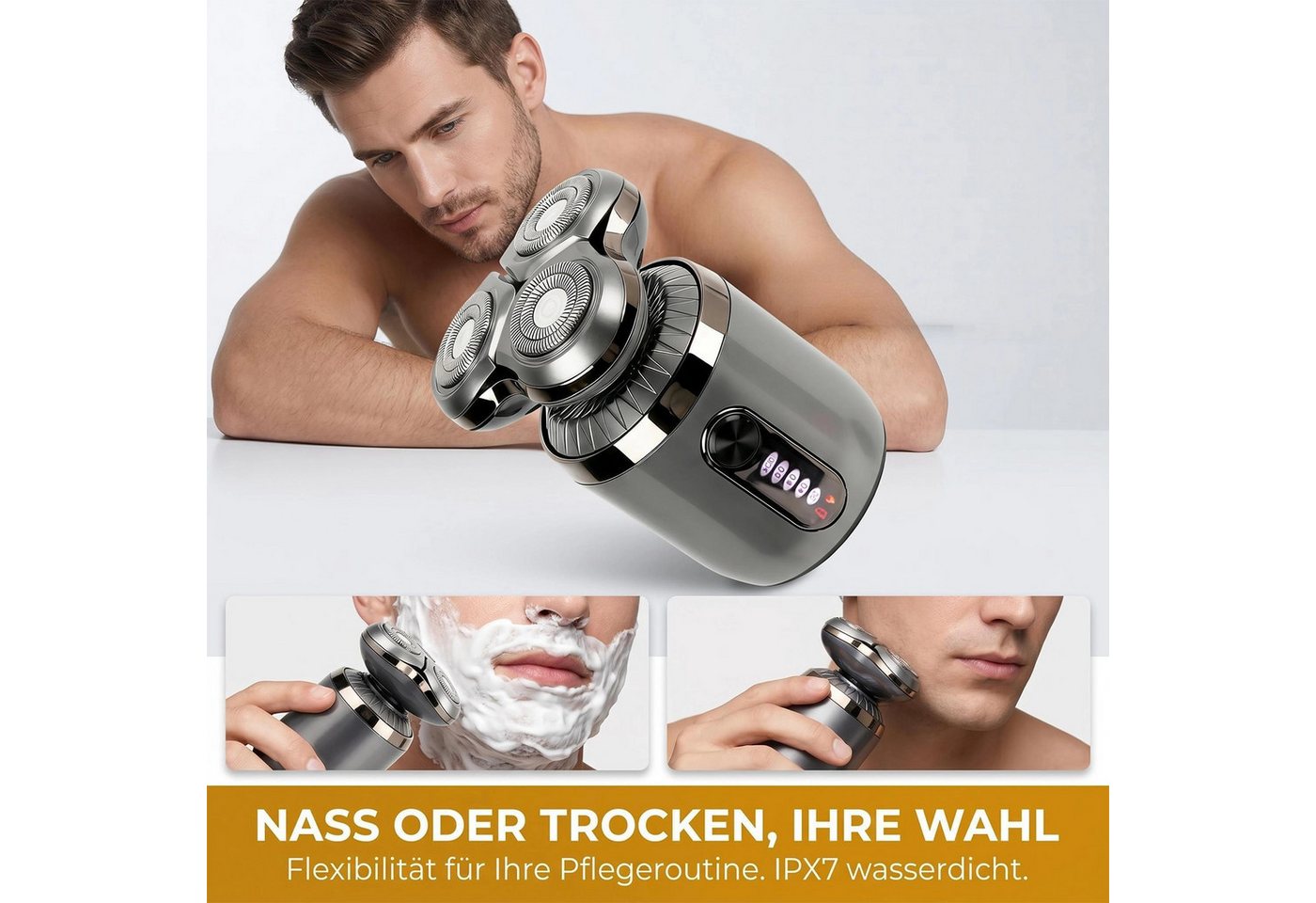 AKKEE Elektrorasierer 3-in-1 Bartschneider Nasenhaartrimmer Mini Rasierer Herren Elektrisch, Nass und Trocken Bild 4