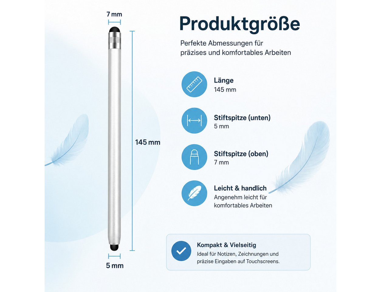 SpionProfi Eingabestift 4x Eingabestift Touchstift Handy Tablet Smartphone Universal TouchPen (1-St) 4x Universal Eingabestift für präzises Tippen auf Touchscreen-Geräten