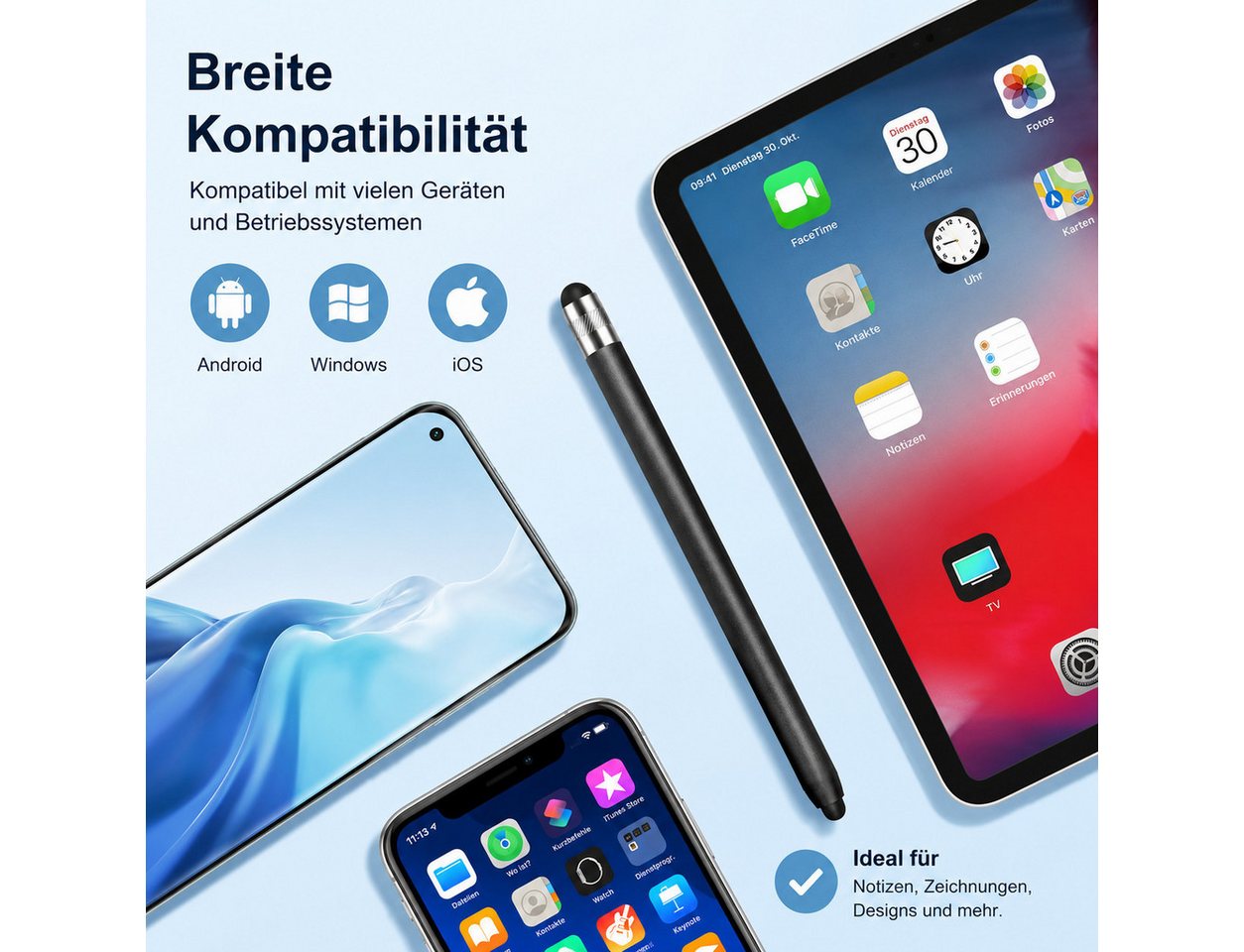 SpionProfi Eingabestift 4x Eingabestift Touchstift Handy Tablet Smartphone Universal TouchPen (1-St) 4x Universal Eingabestift für präzises Tippen auf Touchscreen-Geräten Bild 2