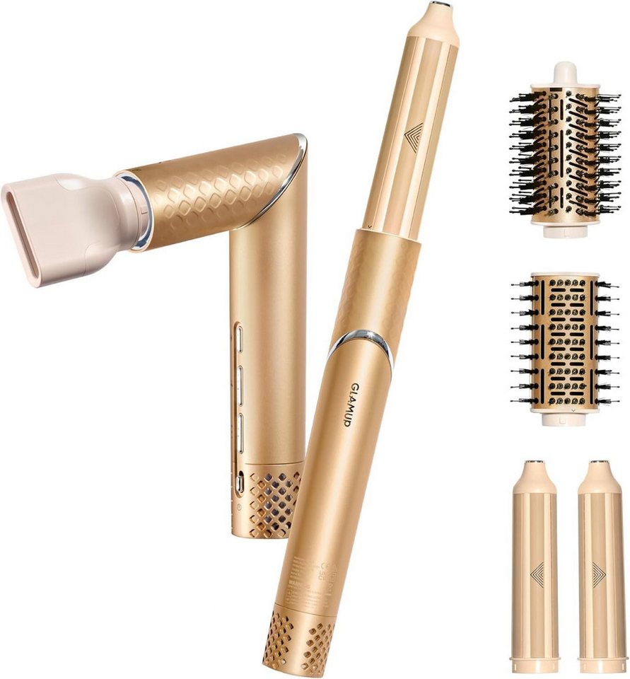 GlamUp Haartrockner 5-in-1 Flexible Styler Multi Air Curler – Hochtouriger Hörföhn, Ohne Hitzeschäden, Geschenkset, mit Feststeller-Funktion, Schnell föhnendes Reisestylingtool