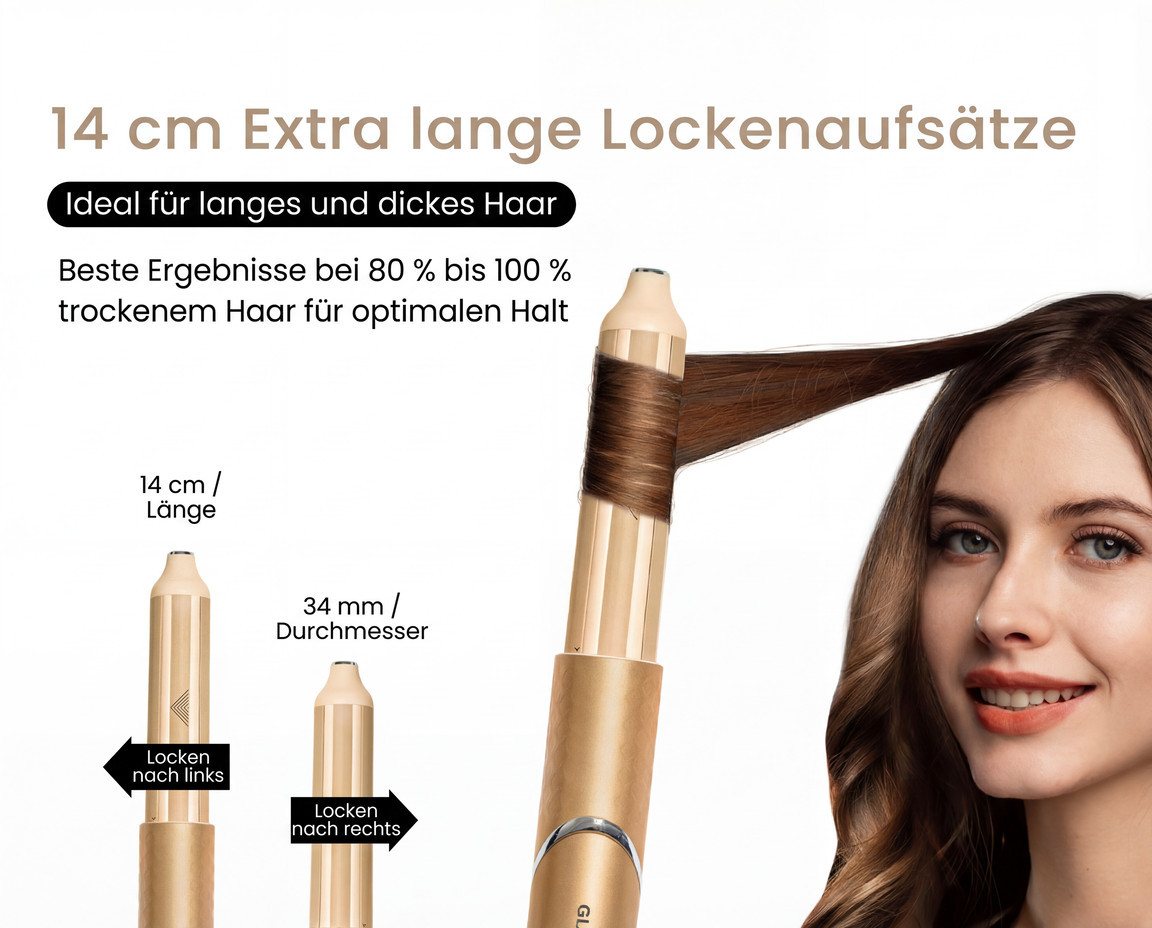 GlamUp Haartrockner 5-in-1 Flexible Styler Multi Air Curler – Hochtouriger Hörföhn, Ohne Hitzeschäden, Geschenkset, mit Feststeller-Funktion, Schnell föhnendes Reisestylingtool Bild 4