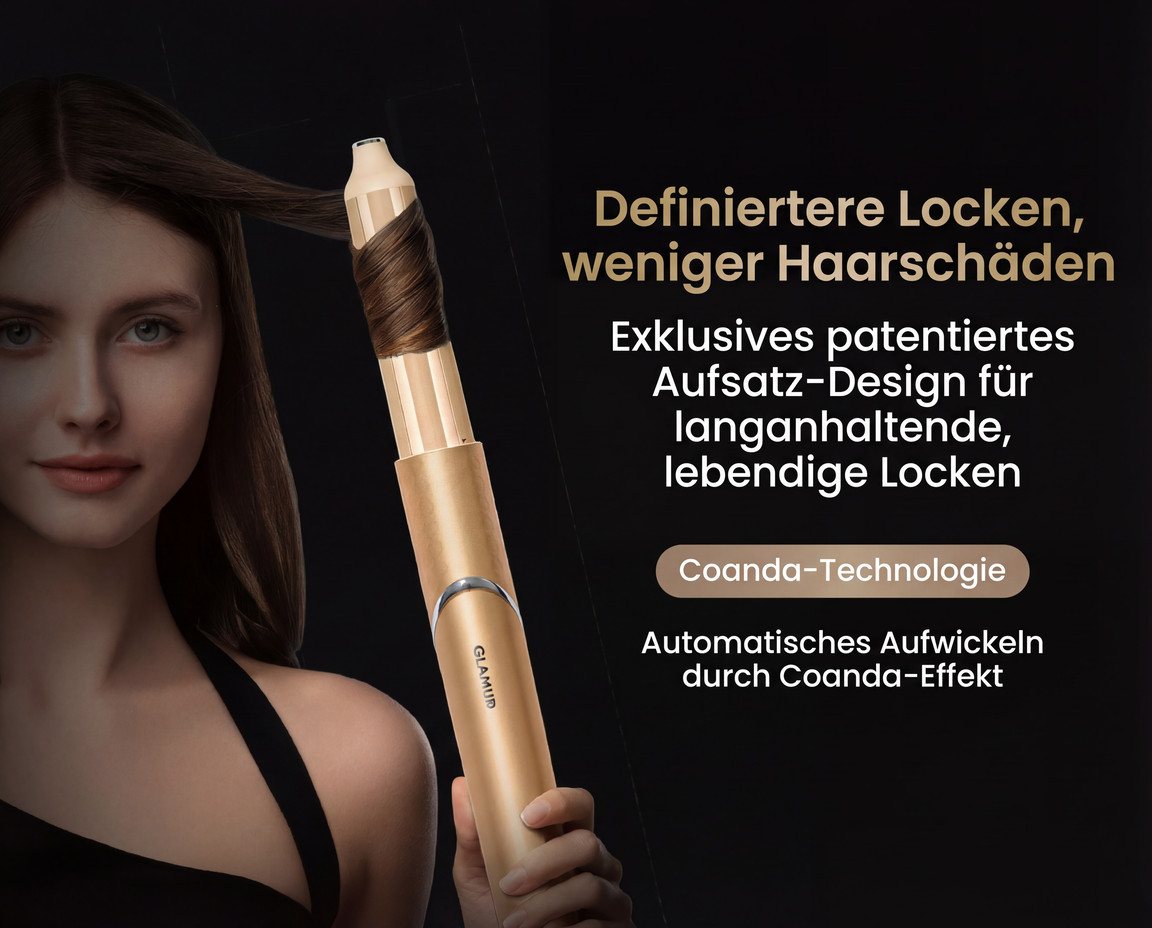 GlamUp Haartrockner 5-in-1 Flexible Styler Multi Air Curler – Hochtouriger Hörföhn, Ohne Hitzeschäden, Geschenkset, mit Feststeller-Funktion, Schnell föhnendes Reisestylingtool Bild 5
