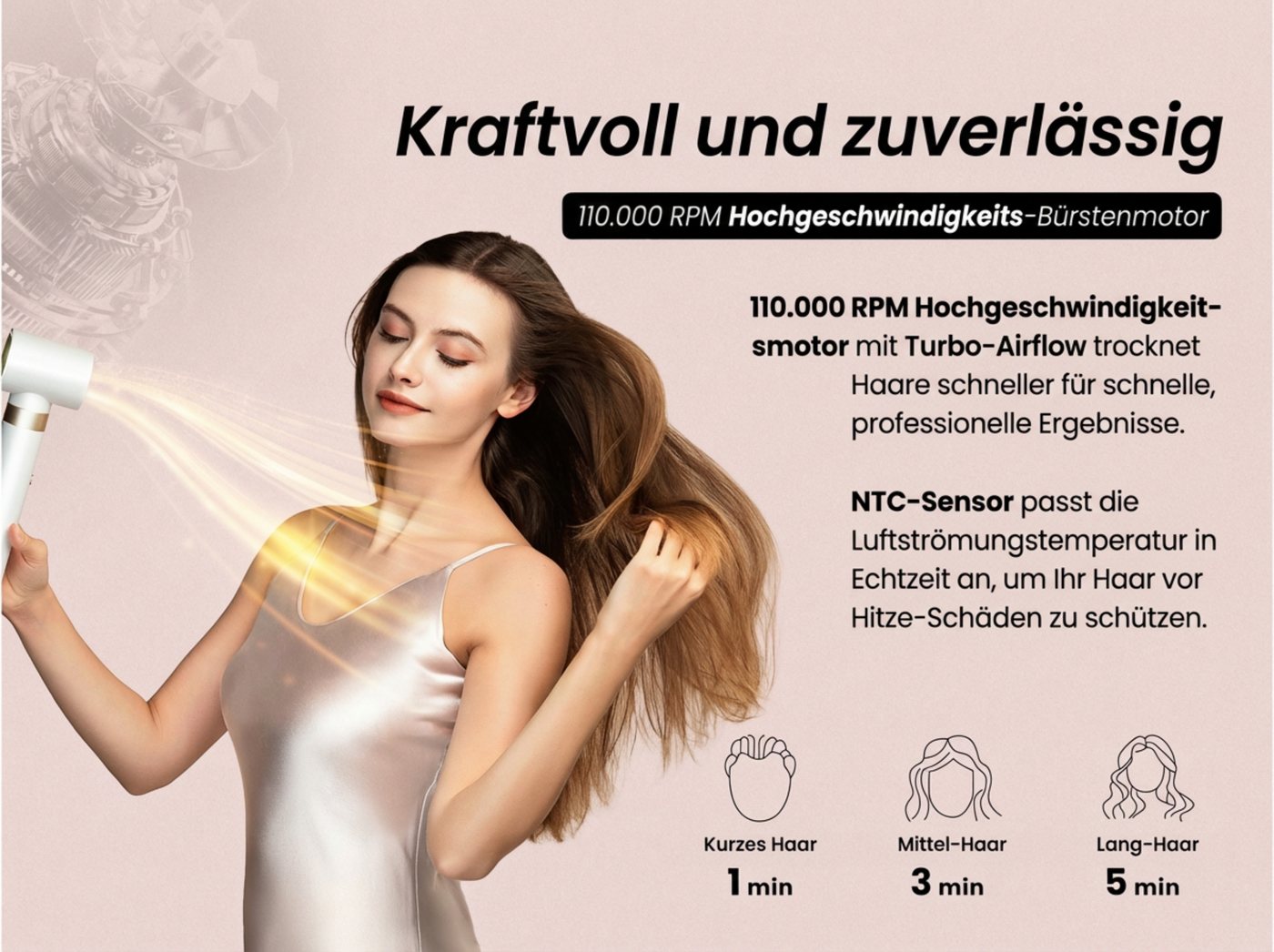 GlamUp Multihaarstyler AirCurler 6-in-1 Multifunktions-Haarstyler, Kein Hitzeschaden, 110.000 U/min Motor mit Coanda-Technologie & Föhnbürste Bild 5