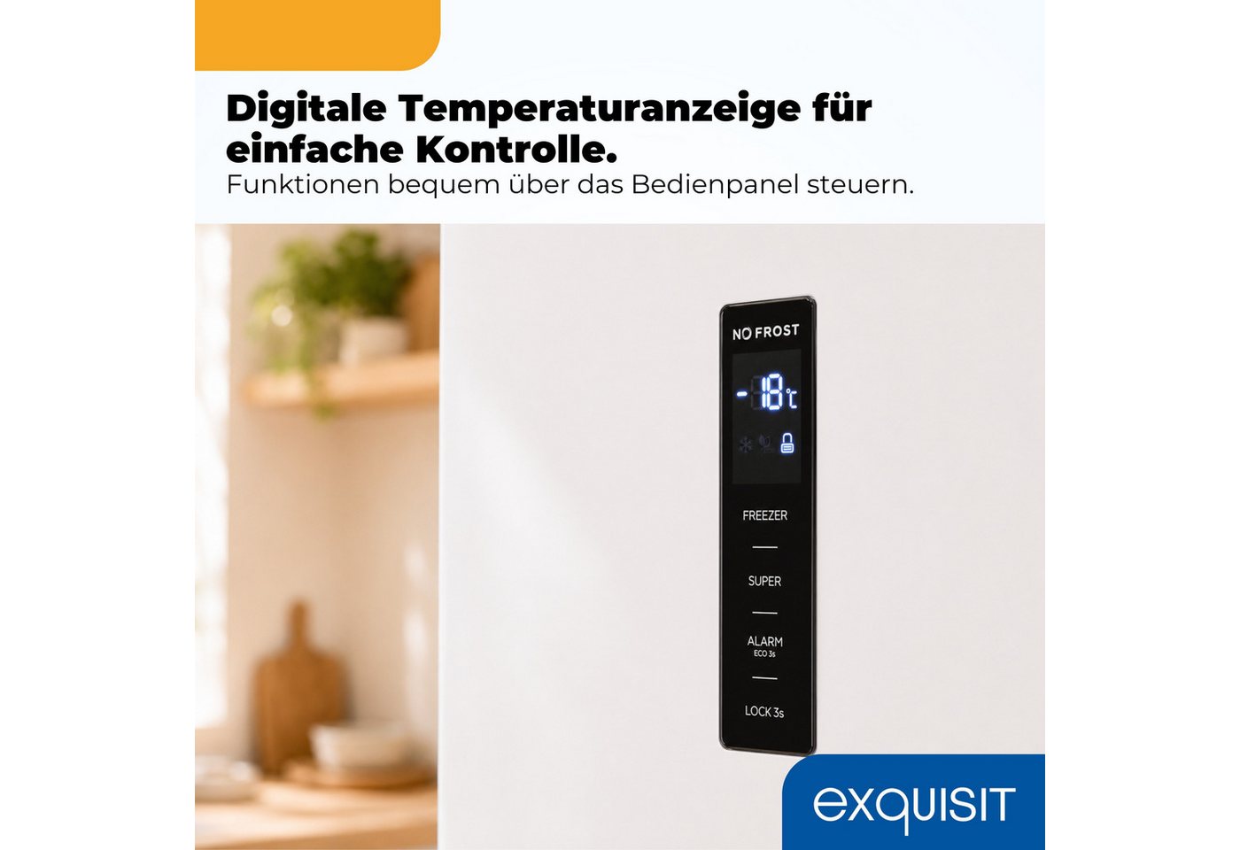 exquisit Gefrierschrank GS5295-NF-H-040C, 185 cm hoch, 60 cm breit, 274 l Nutzinhalt, 17,0 kg, 3 Gefrierschubladen, Energieklasse C Bild 2