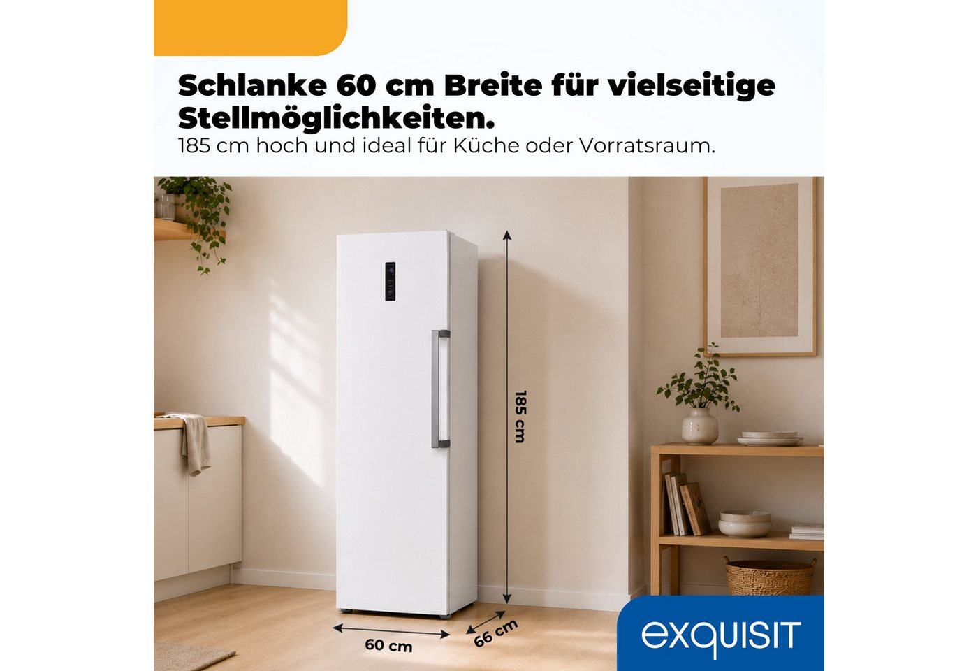 exquisit Gefrierschrank GS5295-NF-H-040C, 185 cm hoch, 60 cm breit, 274 l Nutzinhalt, 17,0 kg, 3 Gefrierschubladen, Energieklasse C Bild 5