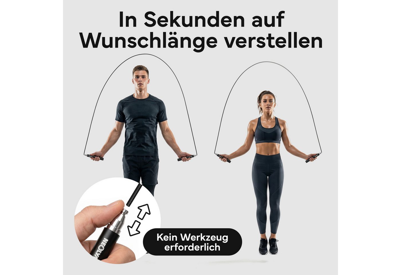 NEOLYMP Springseil Springseil für Erwachsene Speed Rope mit Alu-Griff & Kugellager, Werkzeuglose Schnellverstellung, Kugellager & ultraleichte Alu-Griffe Bild 2