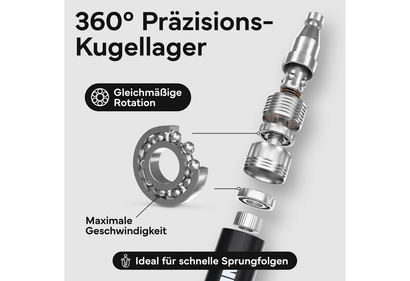 NEOLYMP Springseil Springseil für Erwachsene Speed Rope mit Alu-Griff & Kugellager, Werkzeuglose Schnellverstellung, Kugellager & ultraleichte Alu-Griffe Bild 3