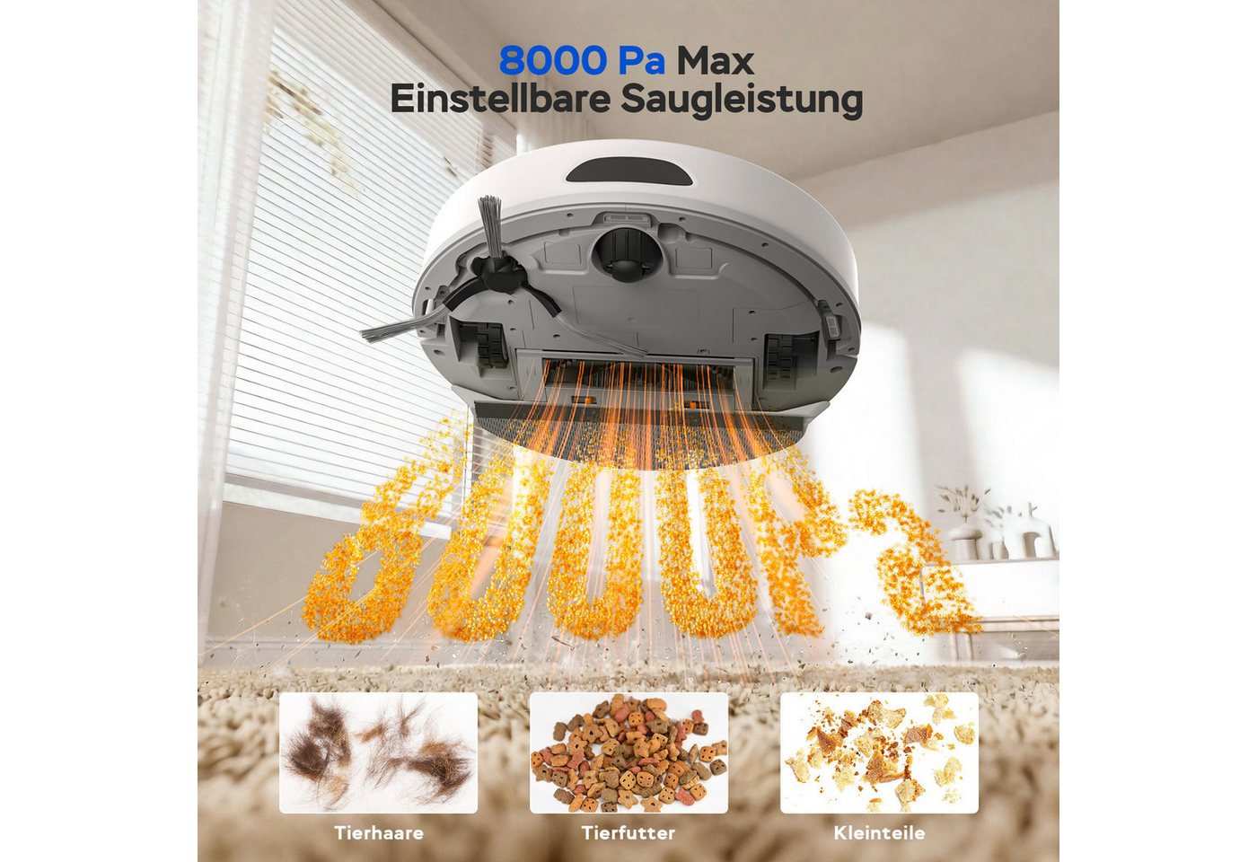 Teendow Saugroboter D20S MAX Saugroboter mit Wischfunktion Selbstreinigung für Tierhaare, 850 W, mit Beutel, Mit Haarschneidemaschine für die Haustierpflege,70 Tage,240min,3L Bild 4