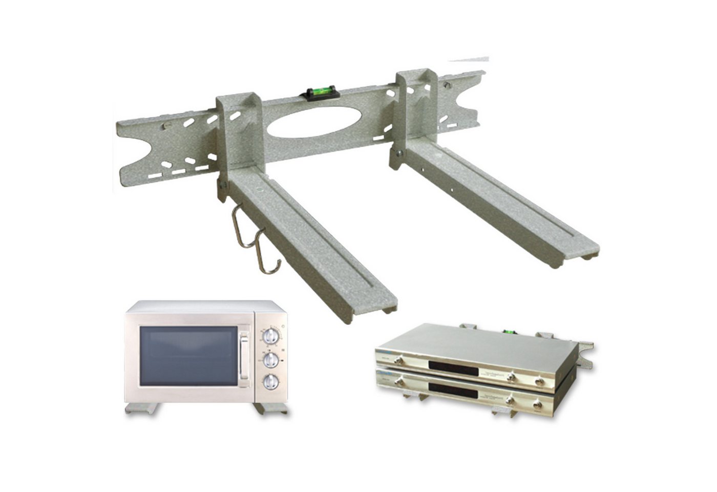 Drall Instruments Mikrowellen-Wandhalterung H75S, (1-tlg., Universal Mikrowellenhalter für Mikrowele, Backofen, Mini-Ofen, silber) Bild 3