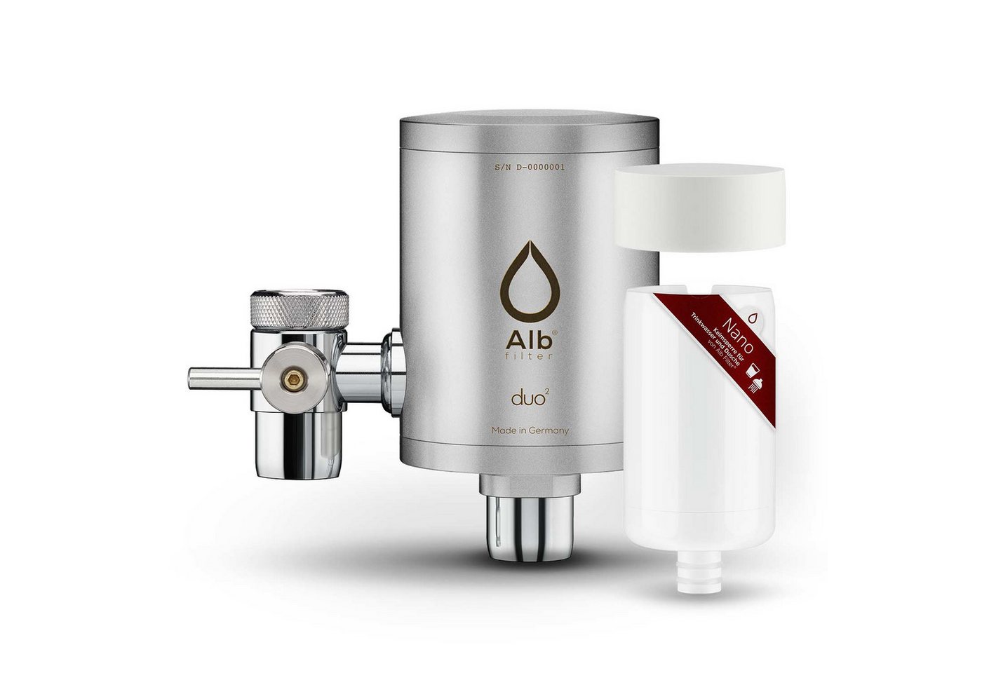 Alb Filter Wasserhahnfilter Duo Nano Wasserhahnfilter, gegen Bakterien, Legionellenschutz, zertifiziert, Made in Germany