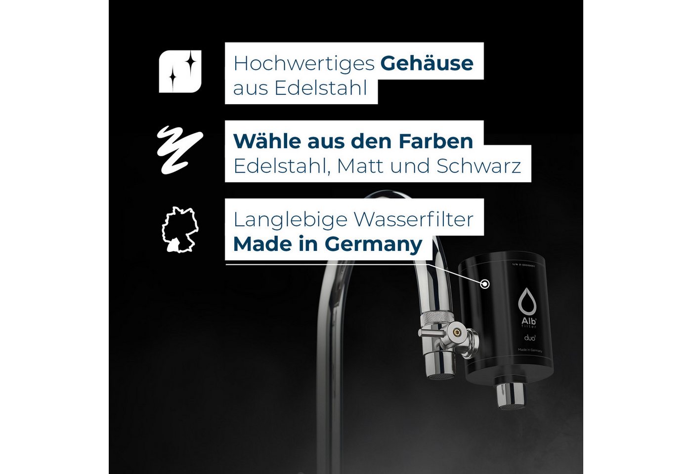 Alb Filter Wasserhahnfilter Duo Nano Wasserhahnfilter, gegen Bakterien, Legionellenschutz, zertifiziert, Made in Germany Bild 2