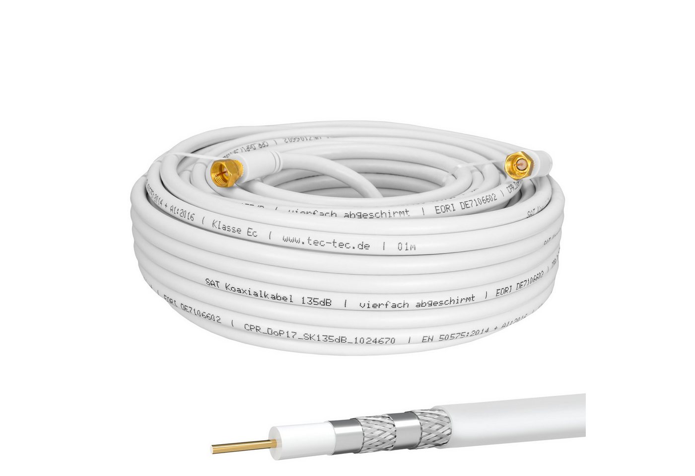 HB-DIGITAL Koaxialkabel Galaxy 135dB 4-Fach geschirmt Stahl Kupfer SAT-Kabel, (2500 cm), Besten Schutz gegen unerwünschte Funk-Störungen Bild 3