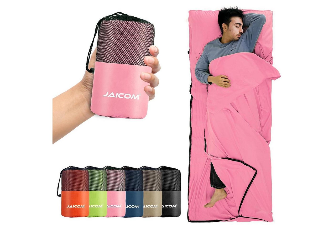 LuxusKollektion Schlafsackinlett Hüttenschlafsack Ultraleichter Seideschlafsack für Reise 2in1