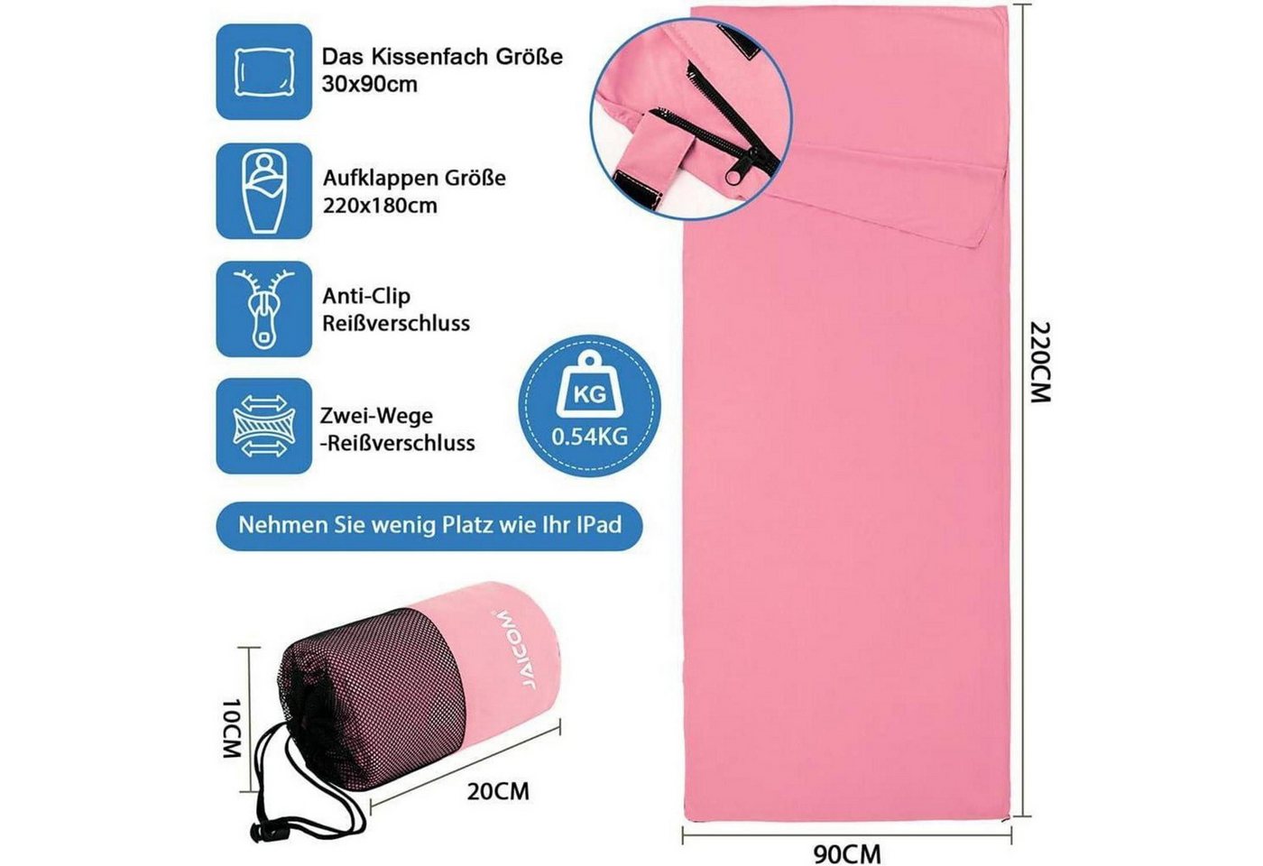 LuxusKollektion Schlafsackinlett Hüttenschlafsack Ultraleichter Seideschlafsack für Reise 2in1 Bild 3
