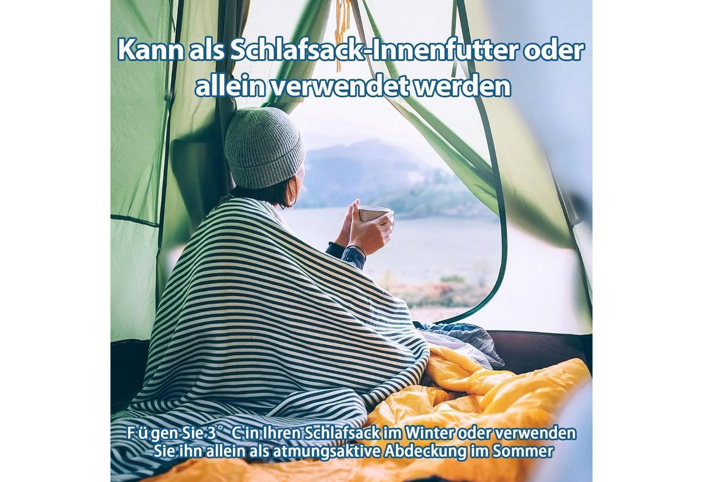 LuxusKollektion Schlafsackinlett Hüttenschlafsack Ultraleichter Seideschlafsack für Reise 2in1 Bild 4
