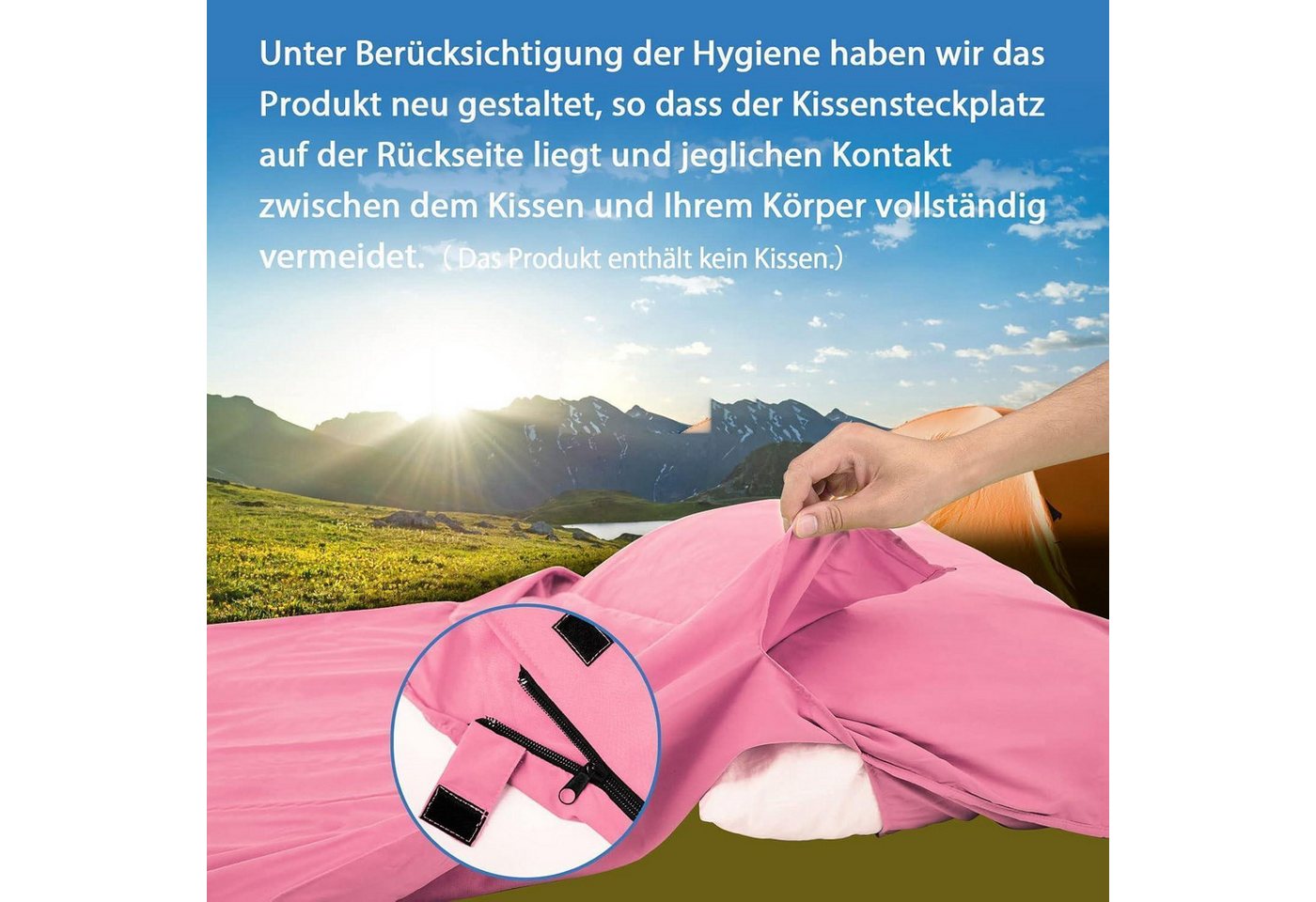LuxusKollektion Schlafsackinlett Hüttenschlafsack Ultraleichter Seideschlafsack für Reise 2in1 Bild 5