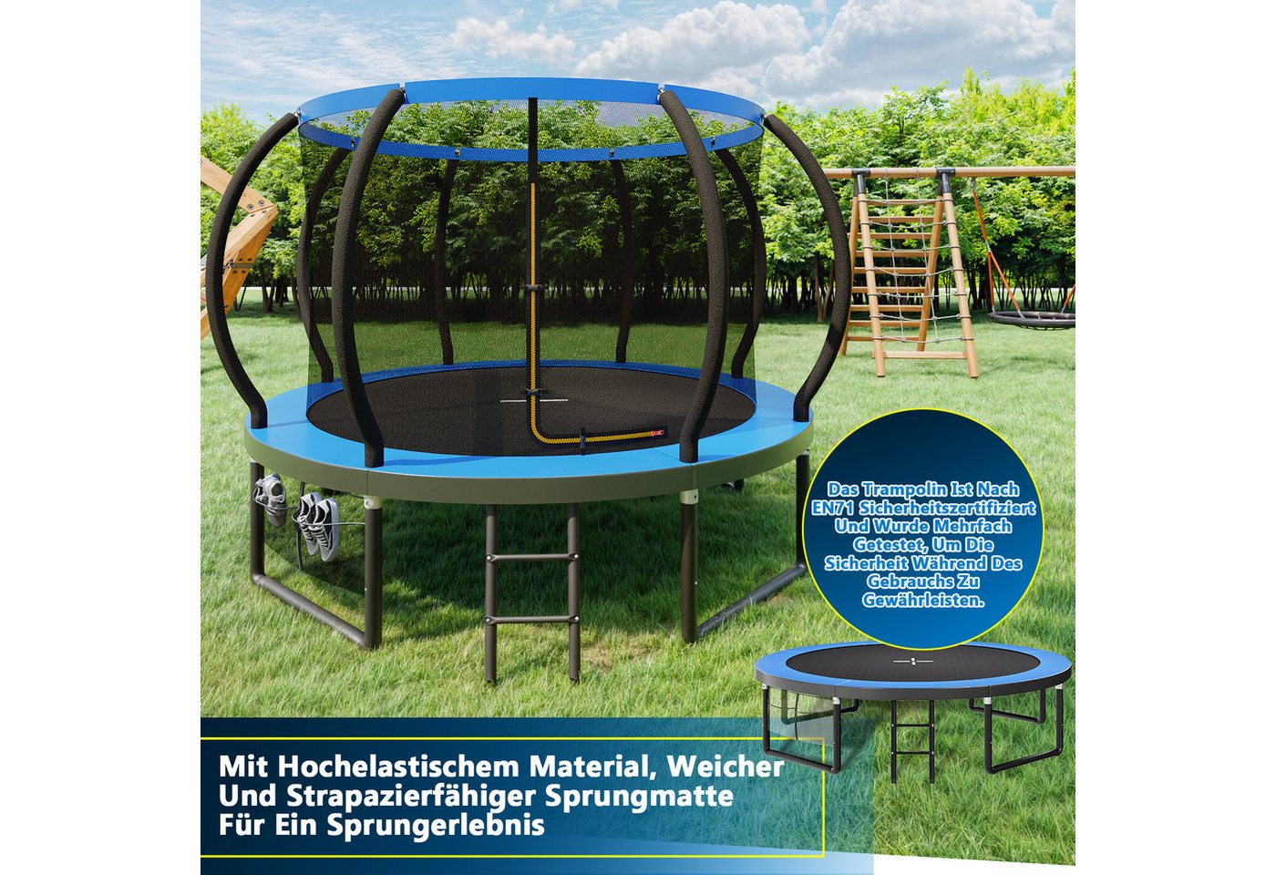 HOMALL Gartentrampolin Kindertrampolin Ø305/366, Gewicht 150kg, Ø 305 cm, (228 cm, Ø 228/305/366/427 cm, mit Sicherheitsnetz und Leiter, 360° Schutzgitter) Bild 4