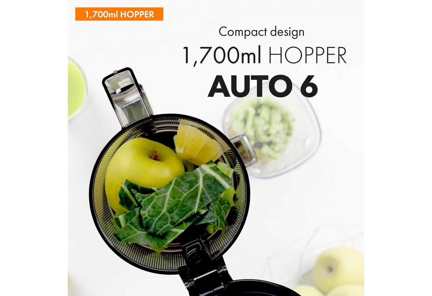 Kuvings Entsafter AUTO6 HANDS-FREE SLOW JUICER (KHS-660SE), 200 W, 1.700-ml-Auto-Hopper Bild 3