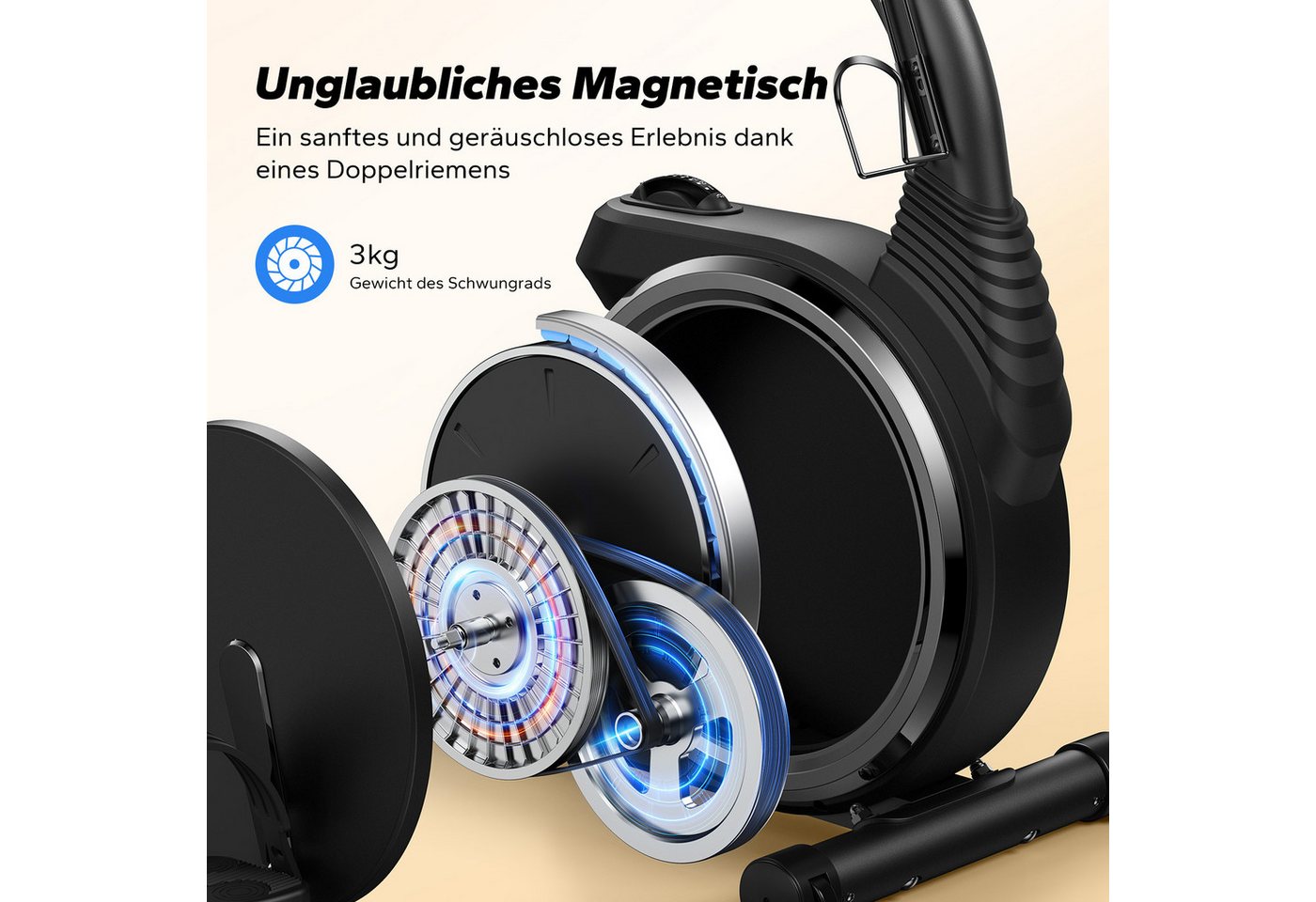 MERACH Liege-Heimtrainer für Zuhause, gelenkschonendes Fitnessbike bis 135 kg (mit LCD-Display, mit Bluetooth & exklusiver MERACH App, Pulssensoren, Tablet-Halter, 8-Stufen-Magnetwiderstand, flüsterleise), Dual-Belt-Antrieb, ergonomischer Sitz mit Rückenlehne Bild 5