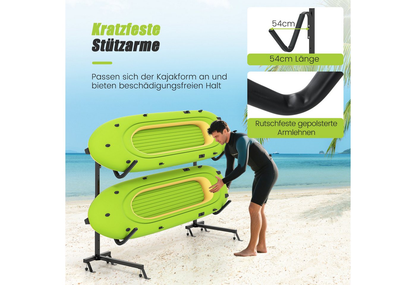 COSTWAY Einerkajak, Halterung freistehend, Kajak Aufbewahrungsregal, 80 kg Bild 3