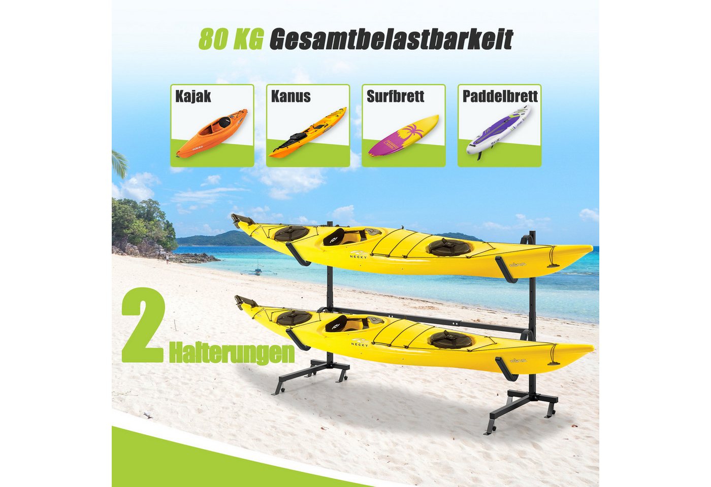 COSTWAY Einerkajak, Halterung freistehend, Kajak Aufbewahrungsregal, 80 kg Bild 5